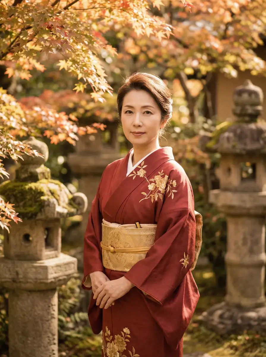 一位身穿暗红色和服的优雅 日韩精品_高清播放_在线观看_日韩精品官网入口 在日式庭院中